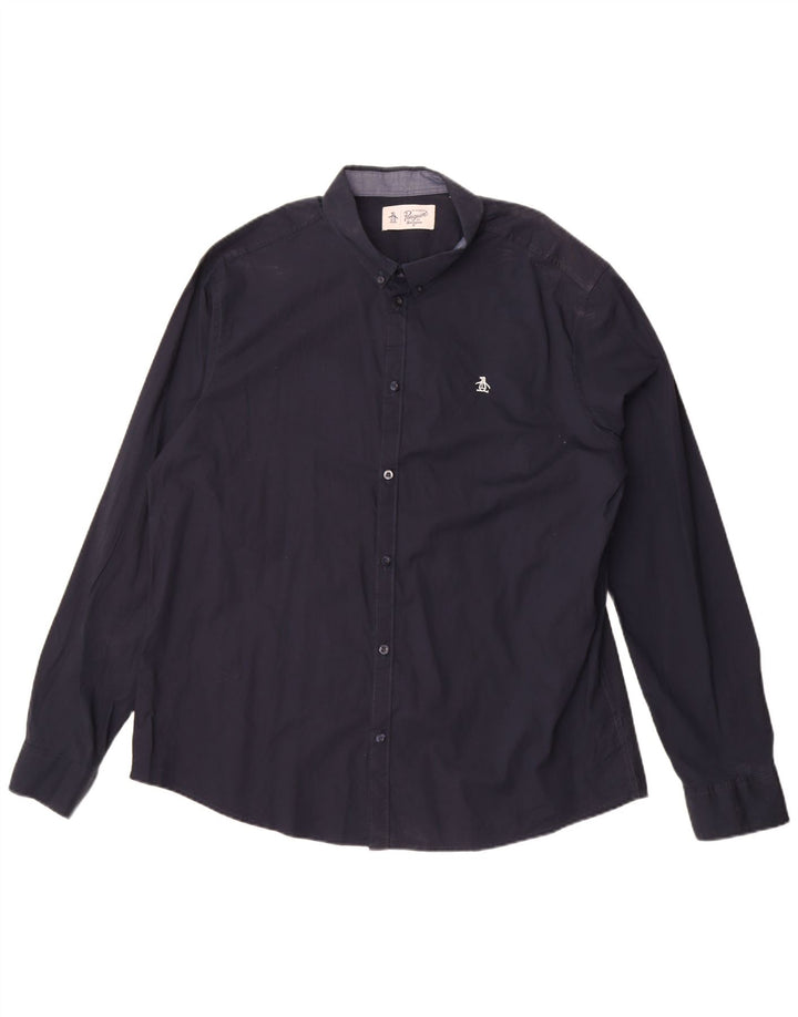 Camisa masculina Penguin 2XL algodão azul marinho