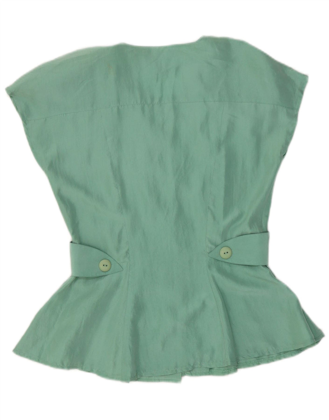 Blusa feminina vintage manga curta IT 42 seda verde médio