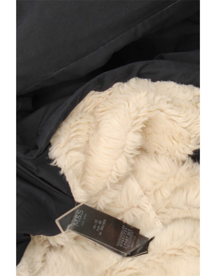 Jaqueta feminina Marks & Spencer com capuz Sherpa Parka Reino Unido 12 médio azul marinho