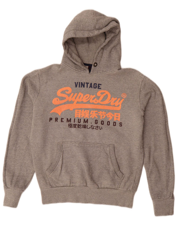 Superdry moletom com capuz masculino gráfico solto e pequeno algodão listrado cinza