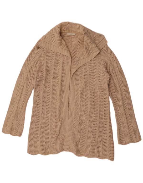Suéter cardigã aberto com palangre feminino Marks & Spencer Reino Unido 14 grande bege