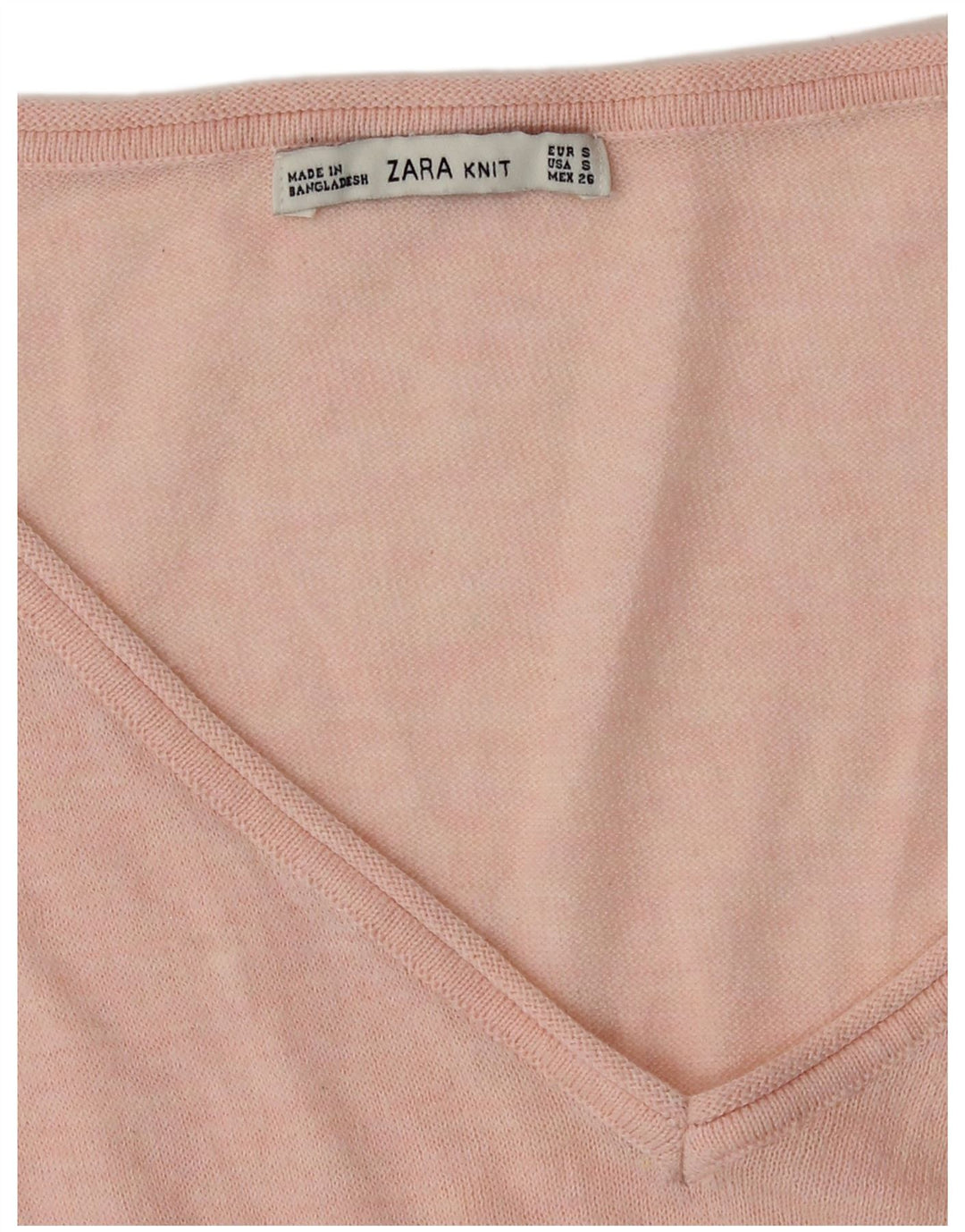 Suéter feminino Zara com decote em V Reino Unido 10 pequeno rosa