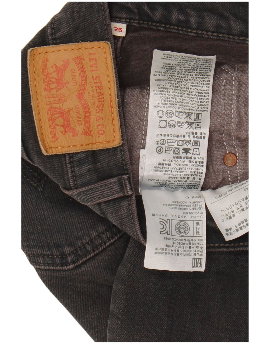 LEVI'S Jeans Slim Feminino W25 L27 Algodão Cinza