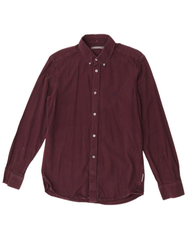 Camisa masculina French Connection médio algodão guingão cor de vinho