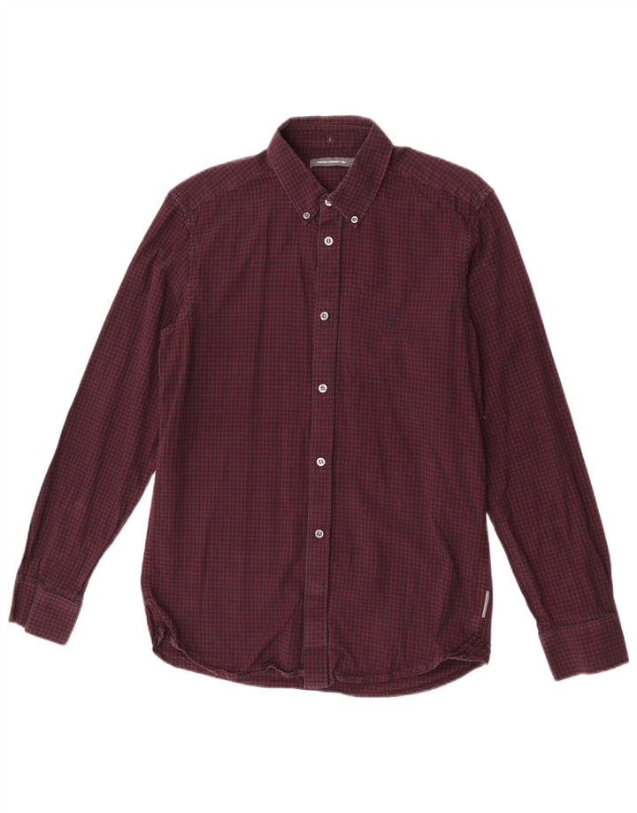 Camisa masculina French Connection médio algodão guingão cor de vinho