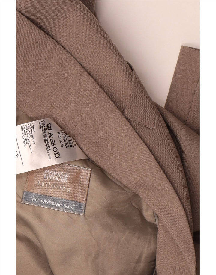 Jaqueta blazer masculina de 2 botões Marks & Spencer Reino Unido 42 XL bege poliéster