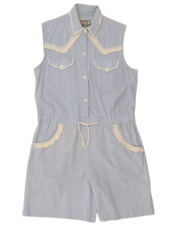 Macacão feminino vintage sem mangas UK 16 grande azul