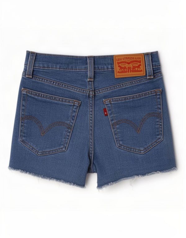 Shorts jeans feminino Levi's de cintura alta desgastado W24 XS azul algodão