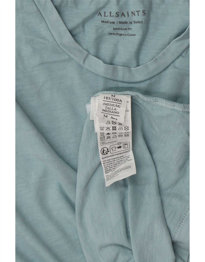 All Saints Mens Camiseta Regular Fit Top Médio Algodão Azul