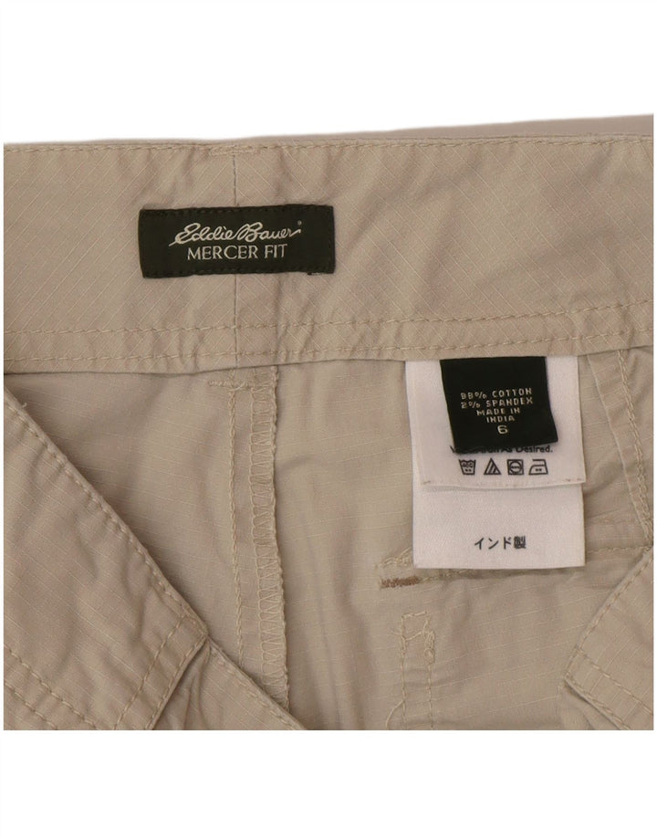 Shorts cargo feminino Eddie Bauer Mercer Fit US 6 médio W30 algodão bege