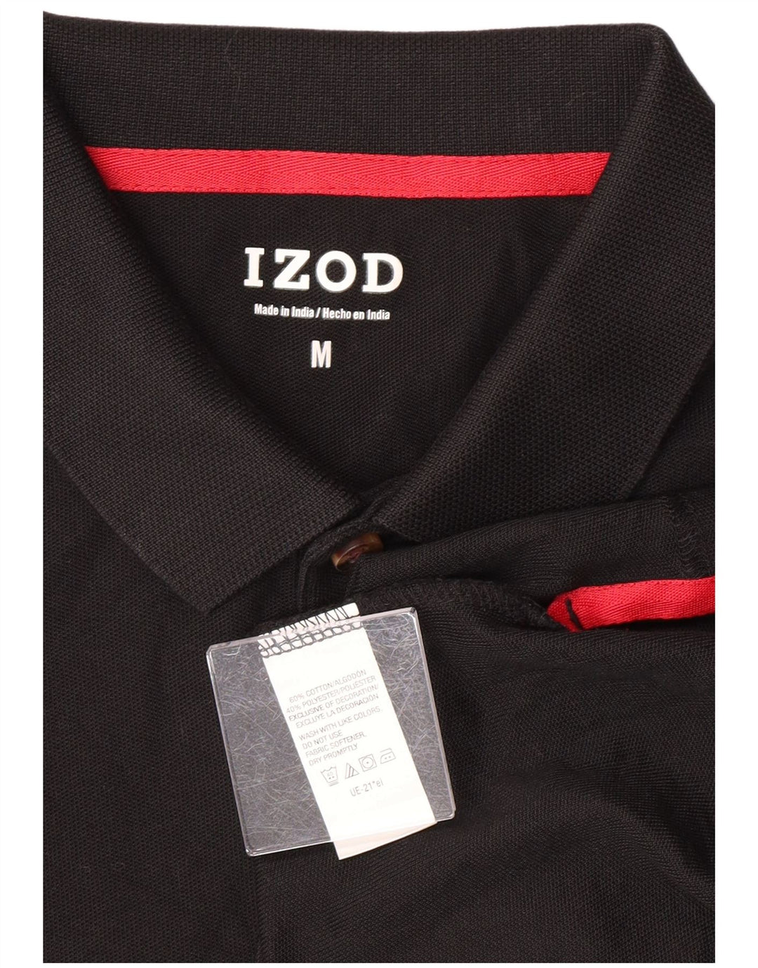 Camisa polo masculina Izod de algodão preto médio