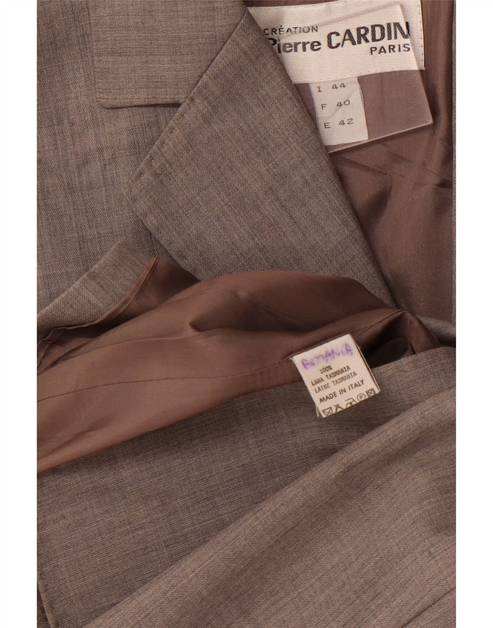 PIERRE CARDIN Jaqueta blazer feminina de 3 botões UE 42 risca de giz cinza médio