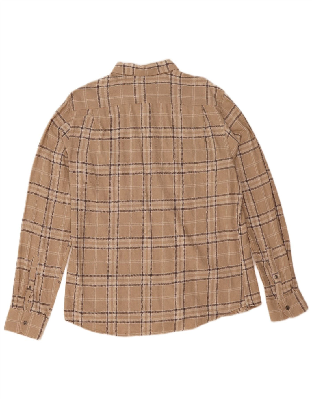 Camisa masculina de flanela Reiss Regular Fit XL algodão xadrez bege