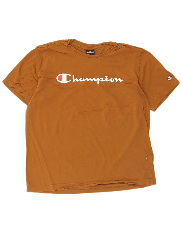 Camiseta masculina estampada Champion grande algodão marrom