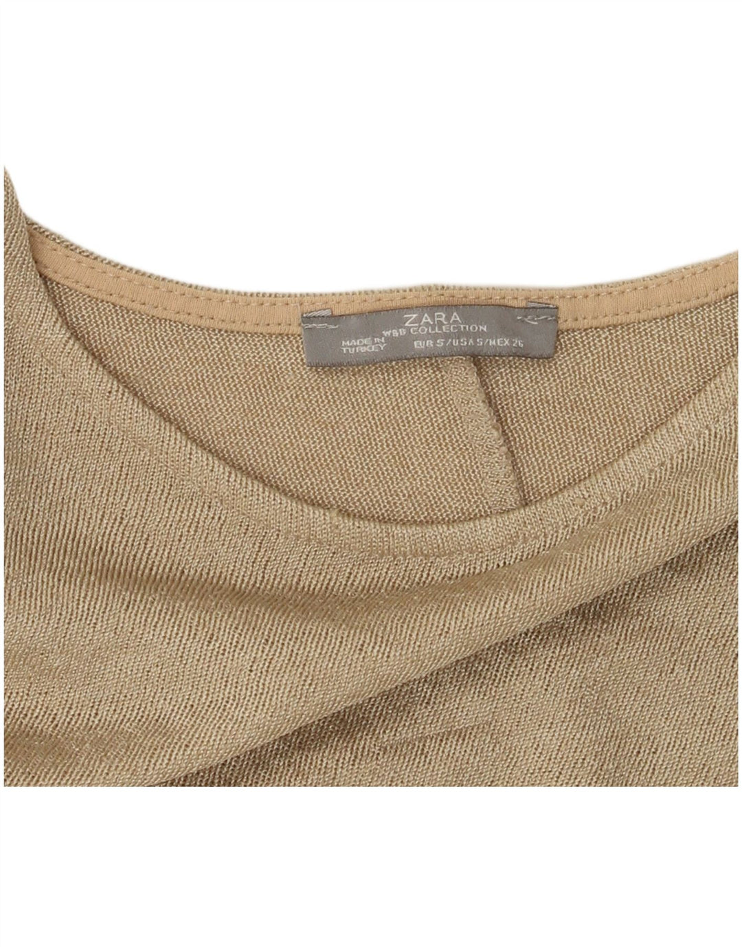 Zara Top feminino oversized manga 3/4 Reino Unido 10 pequeno bloco colorido bege