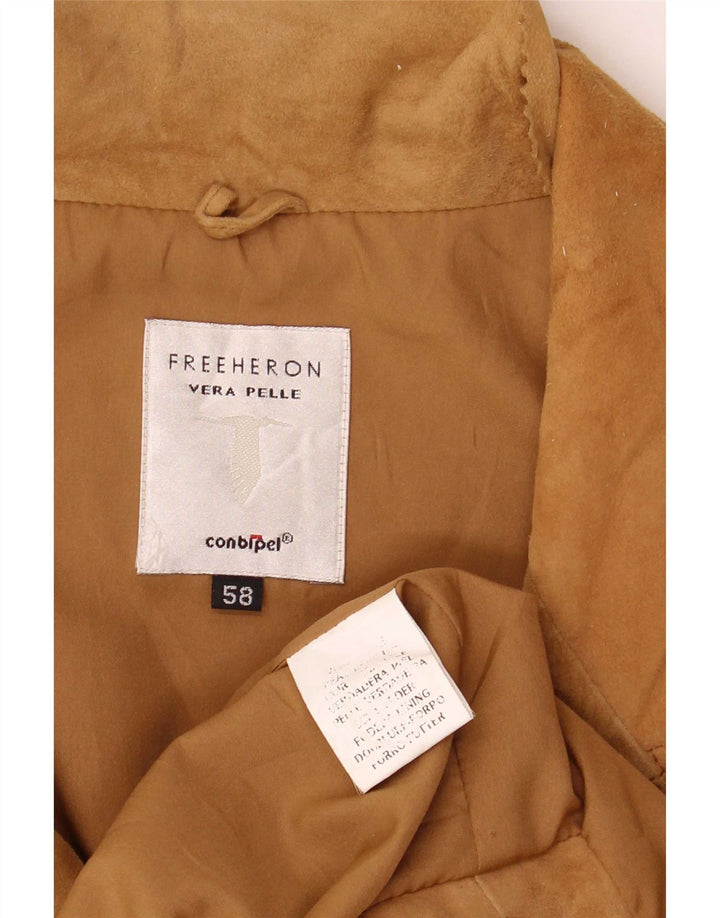 Sobretudo masculino Conbipel Free Heron Suede IT 58 2XL couro bege