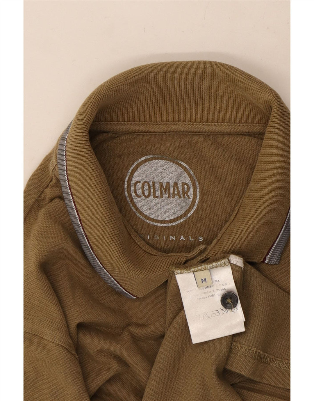 Colmar Camisa polo masculina gráfica de algodão cáqui médio