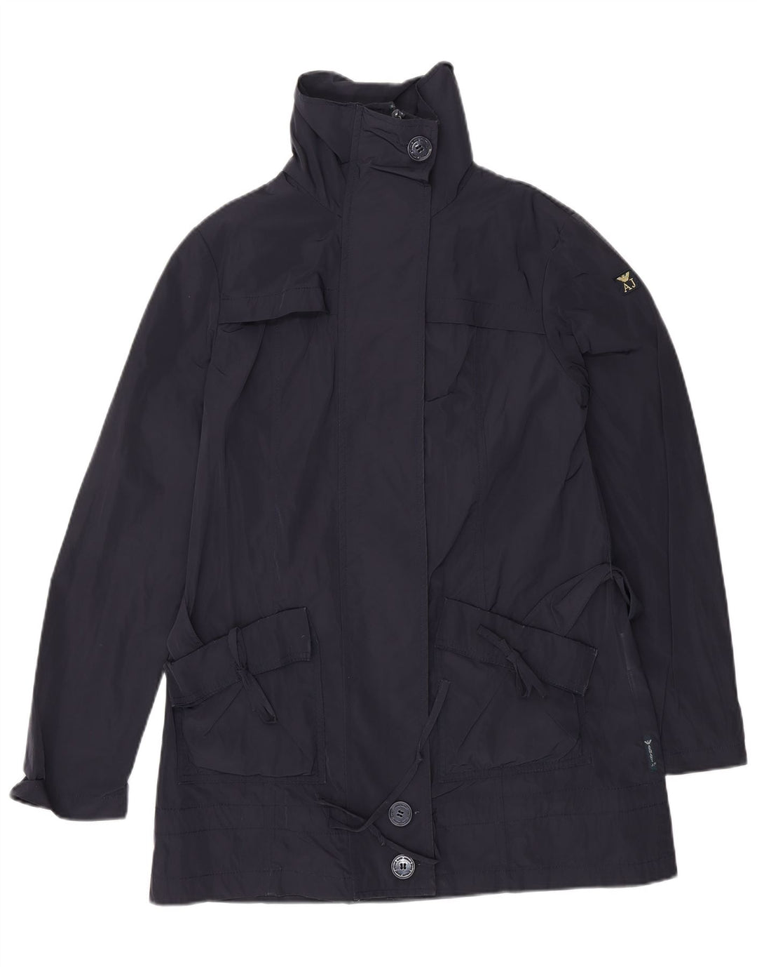 Casaco impermeável feminino ARMANI JEANS US 6 poliéster azul marinho médio