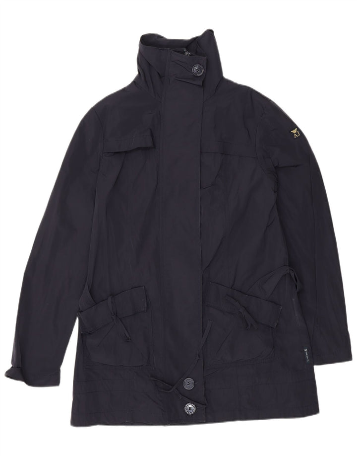 Casaco impermeável feminino ARMANI JEANS US 6 poliéster azul marinho médio