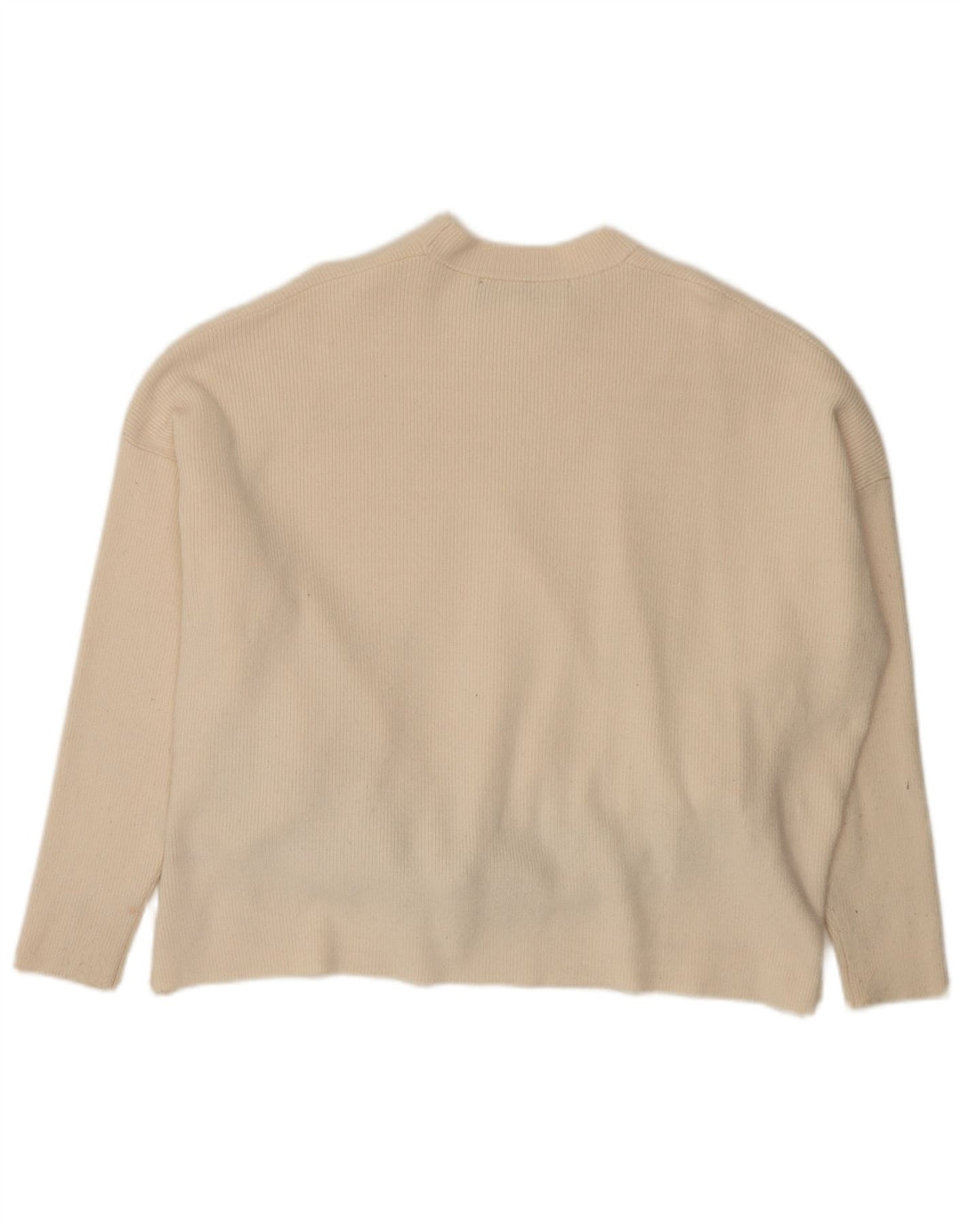Zara Suéter feminino oversized com gola redonda Reino Unido 10 pequeno viscose branca