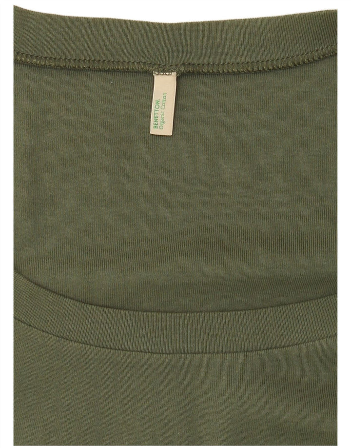 Camiseta feminina Benetton UK 10 pequena cáqui