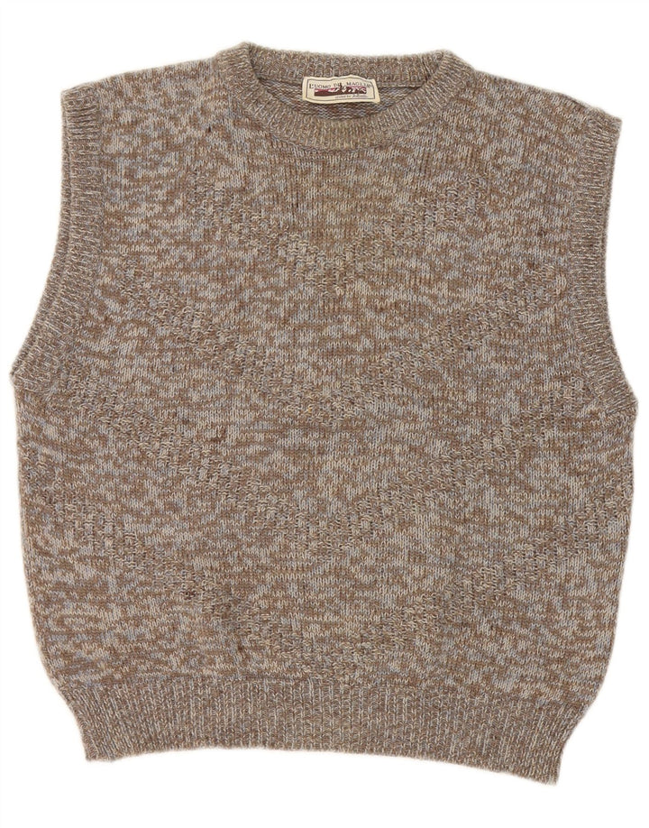 Regata masculina vintage XS lã manchada cinza