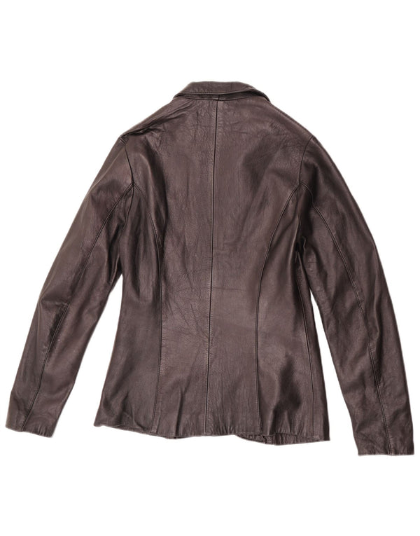Jaqueta blazer feminina vintage de couro com 1 botão IT 42 médio preto