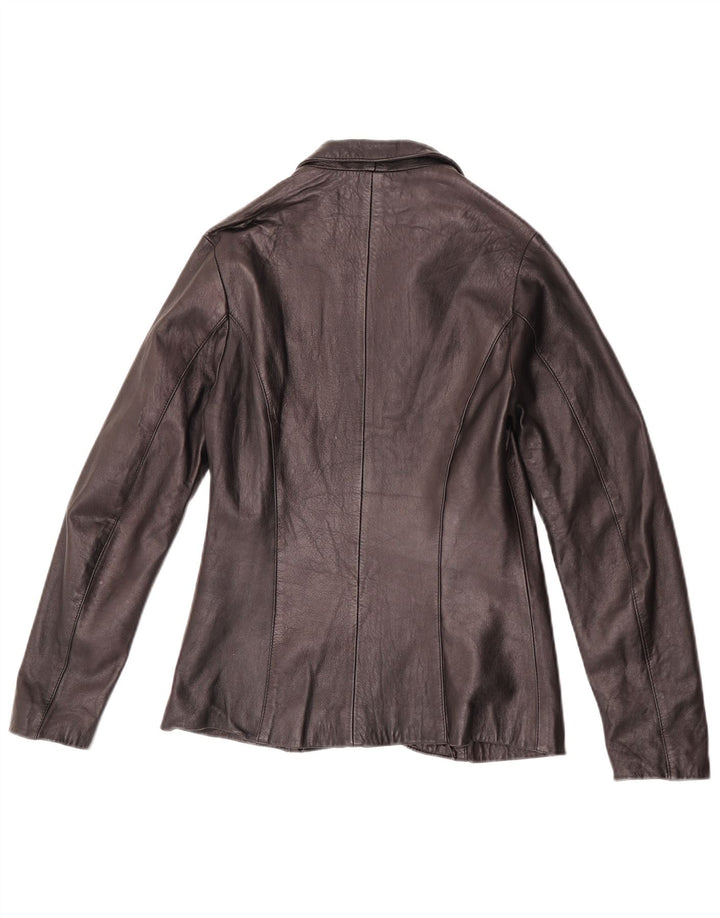 Jaqueta blazer feminina vintage de couro com 1 botão IT 42 médio preto