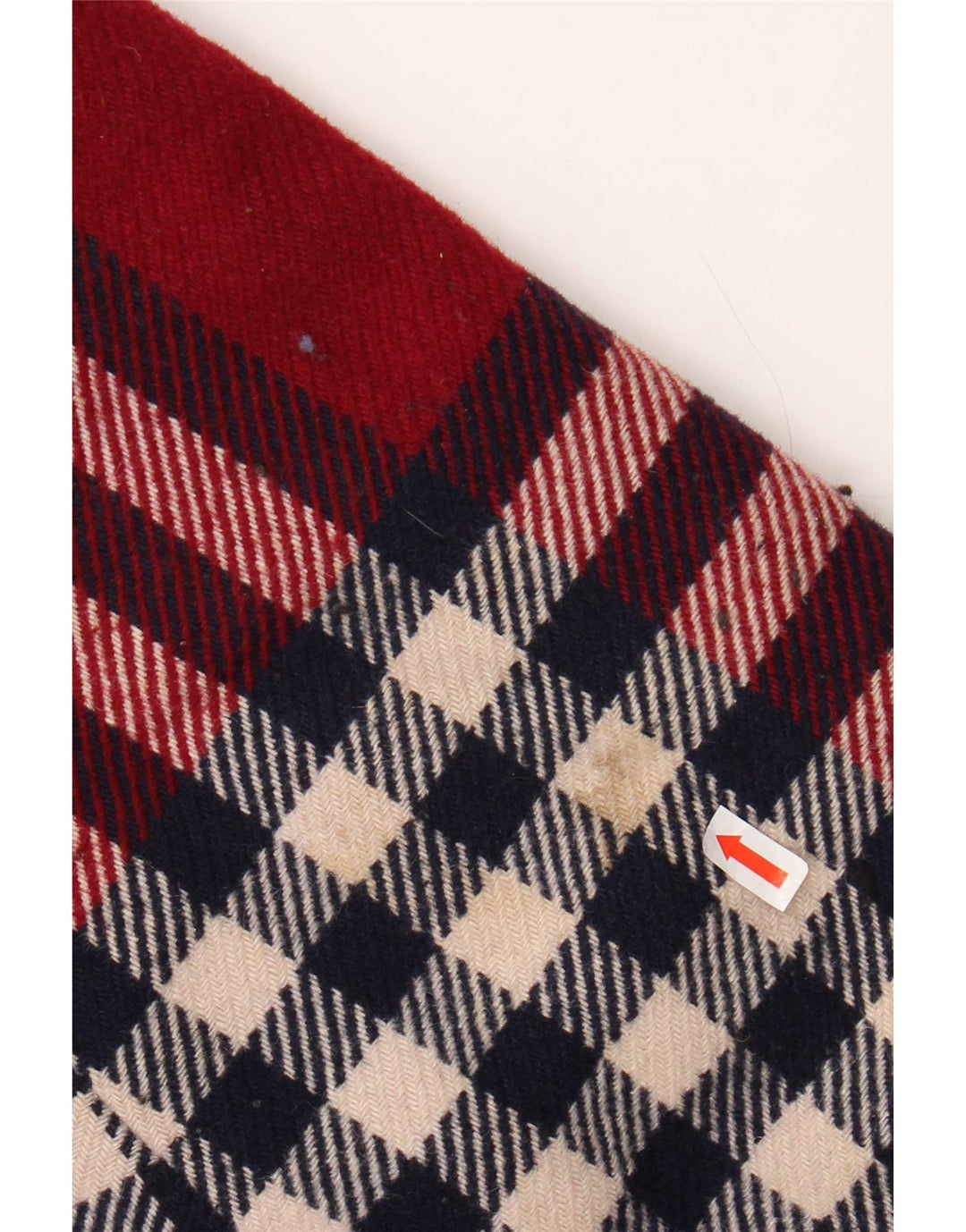 Sobretudo feminino com capuz BENETTON UK 18 XL lã xadrez vermelha