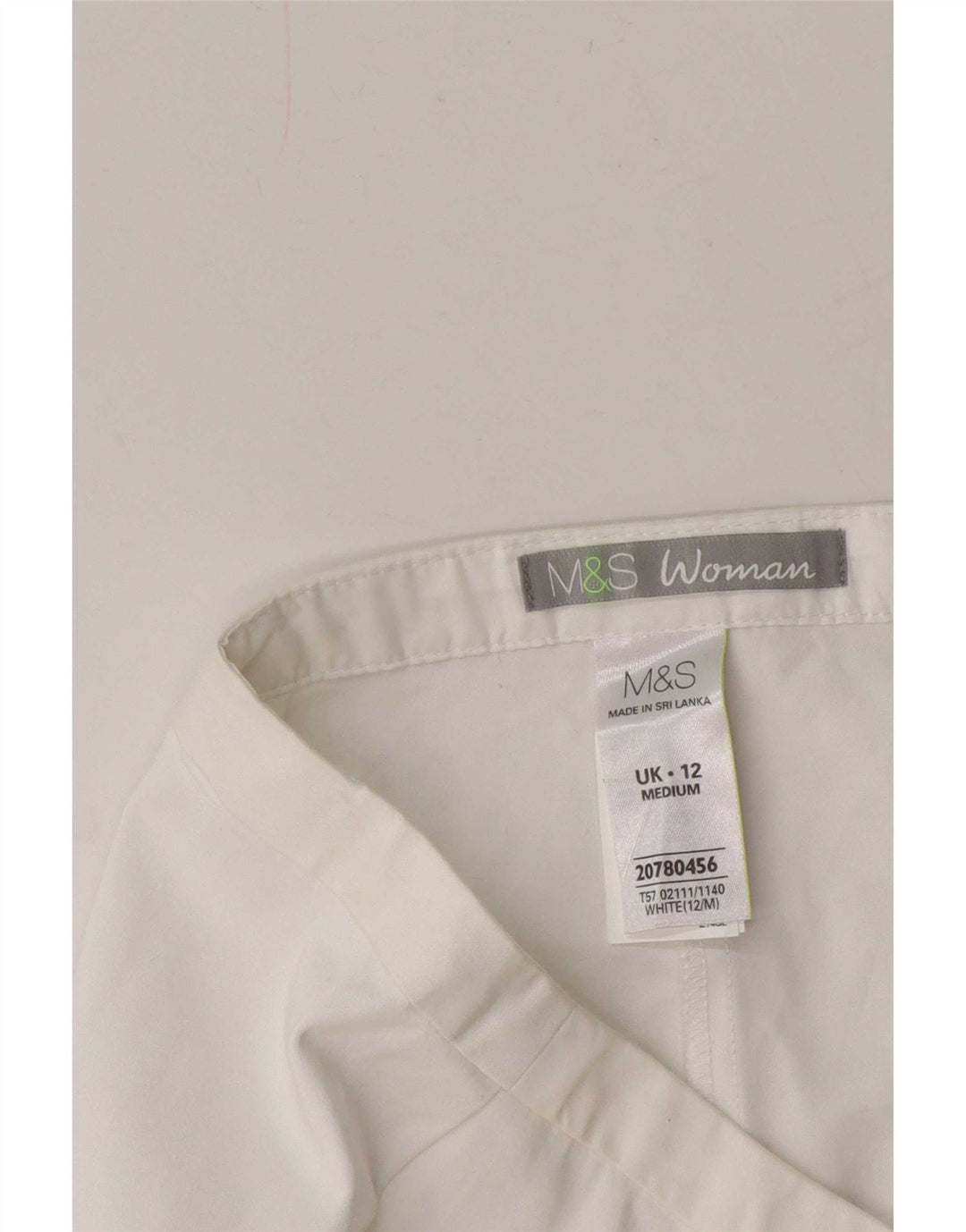 Calça capri feminina Marks & Spencer Reino Unido 12 médio W30 L21 algodão branco
