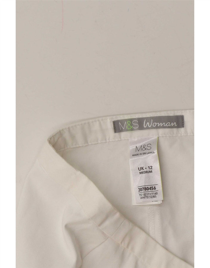 Calça capri feminina Marks & Spencer Reino Unido 12 médio W30 L21 algodão branco