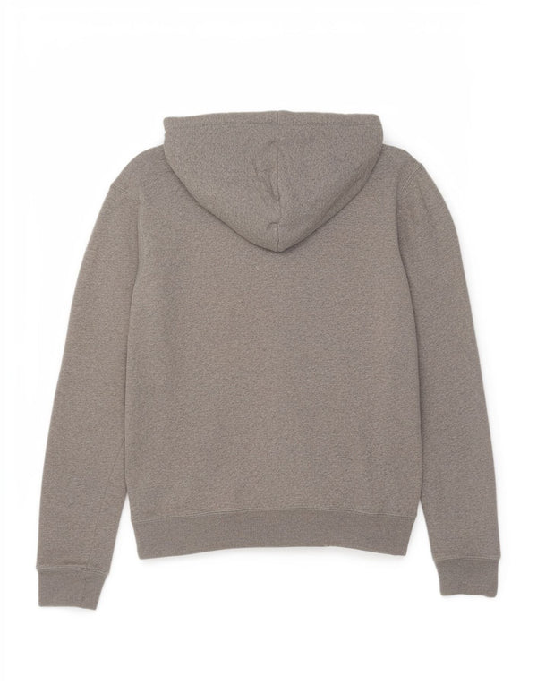 Suéter feminino com capuz gráfico Jack Wills Reino Unido 10 algodão manchado cinza pequeno