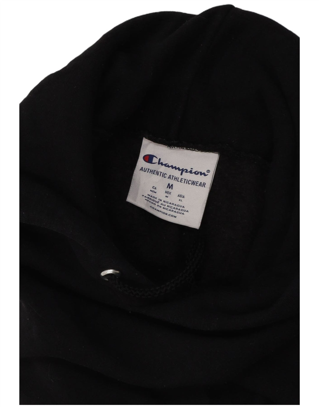 CHAMPION Suéter masculino com capuz gráfico médio algodão preto