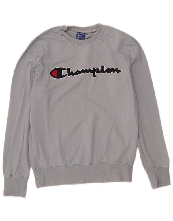 Champion masculino gráfico moletom jumper médio azul algodão