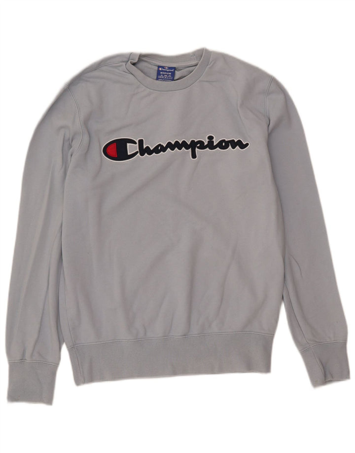 Champion masculino gráfico moletom jumper médio azul algodão