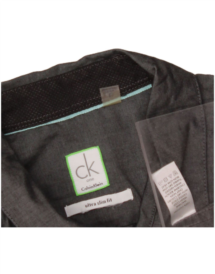 CALVIN KLEIN Camisa masculina de manga curta slim fit grande algodão cinza