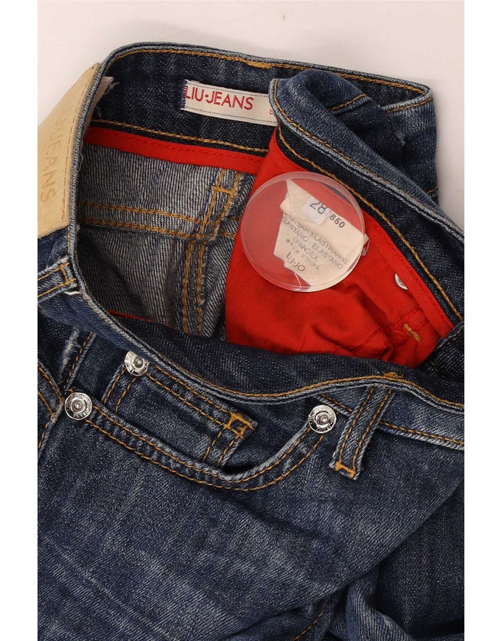 Liu Jo Jeans feminino com corte bootcut desgastado W28 L34 algodão azul