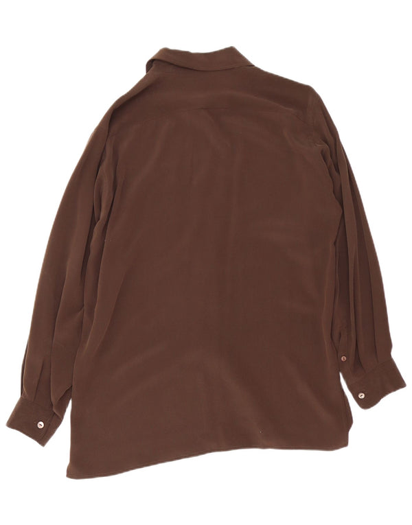Camisa de fim de semana feminina Max Mara Reino Unido 16 grande seda marrom