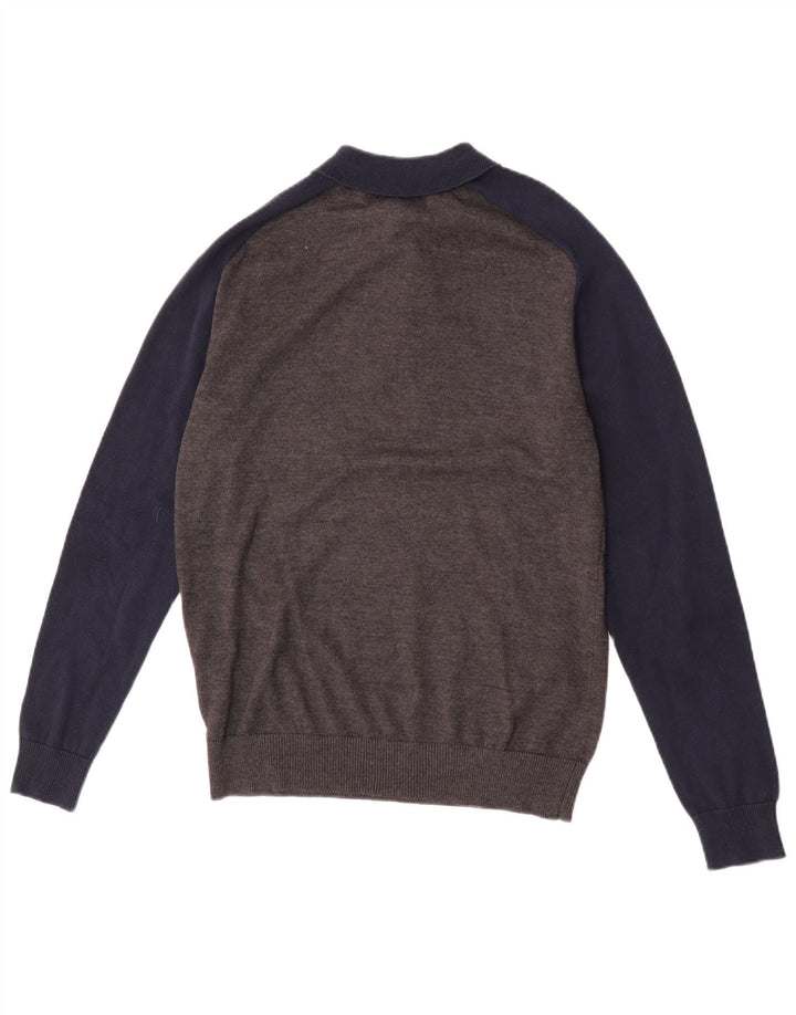 Suéter masculino French Connection com gola polo e bloco cinza médio