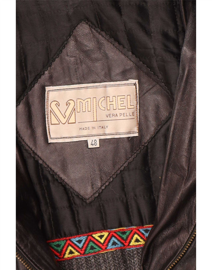 Casaco de couro masculino Michel IT 48 médio preto