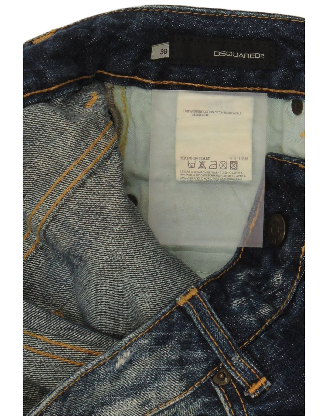 Dsquared2 Calça jeans feminina desgastada IT 38 XS W28 L29 algodão azul