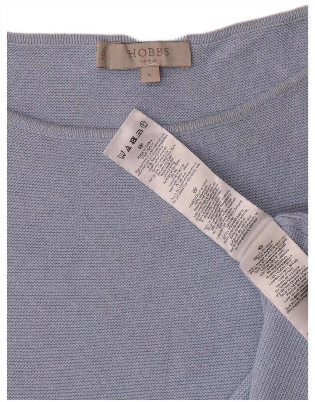 Suéter feminino Hobbs com gola canoa e gola redonda Reino Unido 16 grande algodão azul clássico