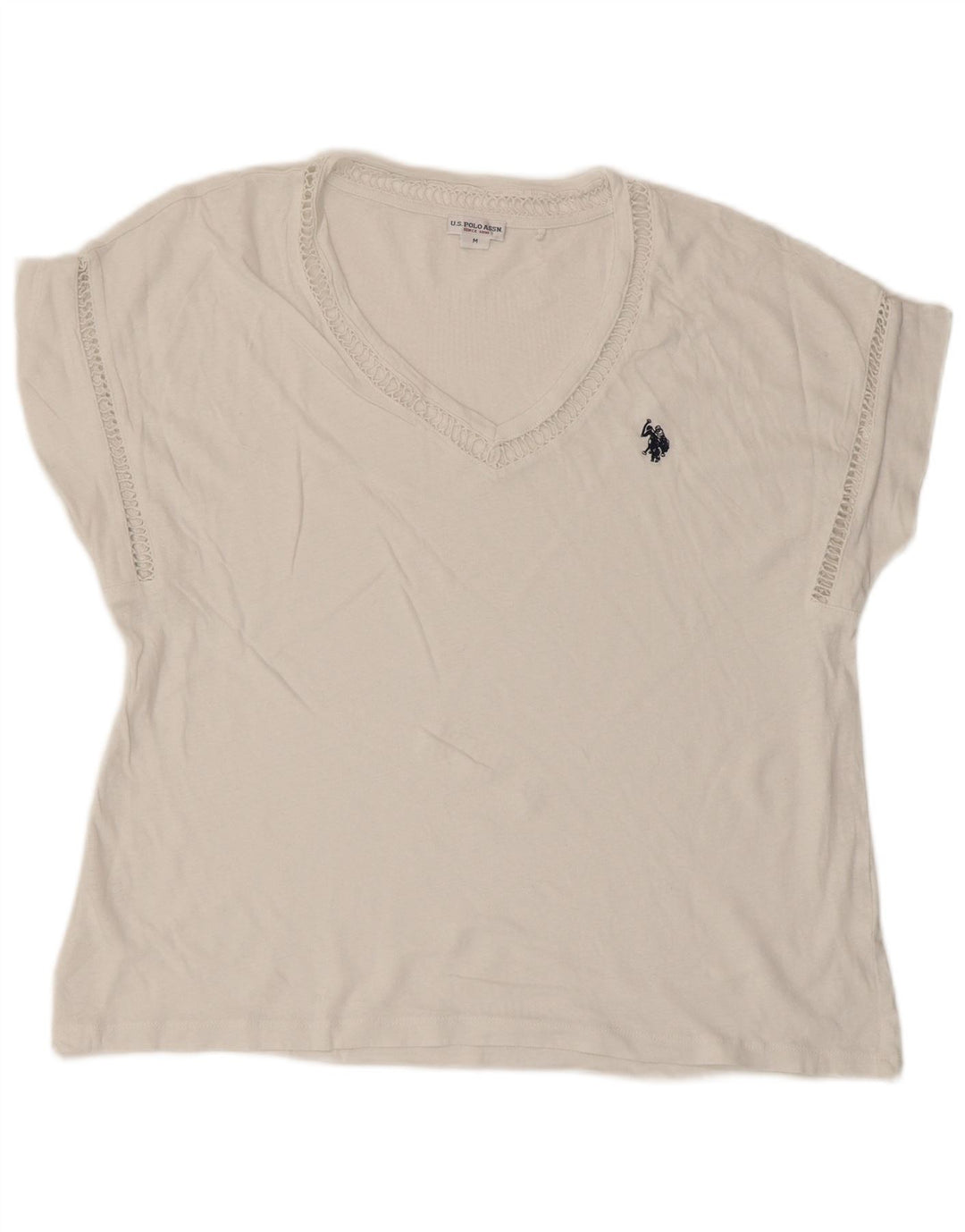 US Polo Assn. Camiseta Feminina Top UK 14 Médio Branco