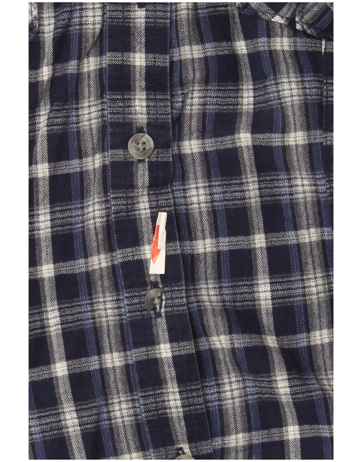 Camisa feminina de flanela Eddie Bauer Reino Unido 14 algodão xadrez médio azul marinho