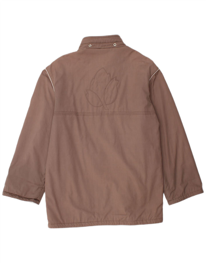 Casaco corta-vento feminino vintage Reino Unido 14 marrom médio floral