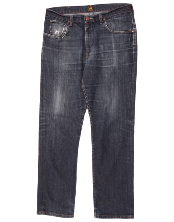 Lee Mens Brooklyn Straight Jeans W34 L30 Azul Marinho Algodão