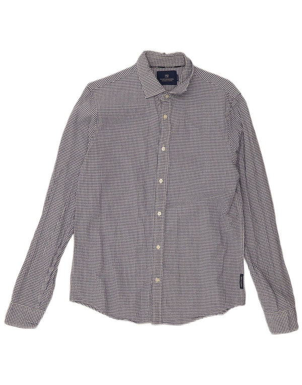 Camisa masculina Scotch & Soda de algodão houndstooth azul médio