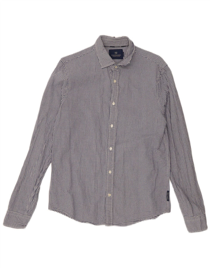 Camisa masculina Scotch & Soda de algodão houndstooth azul médio