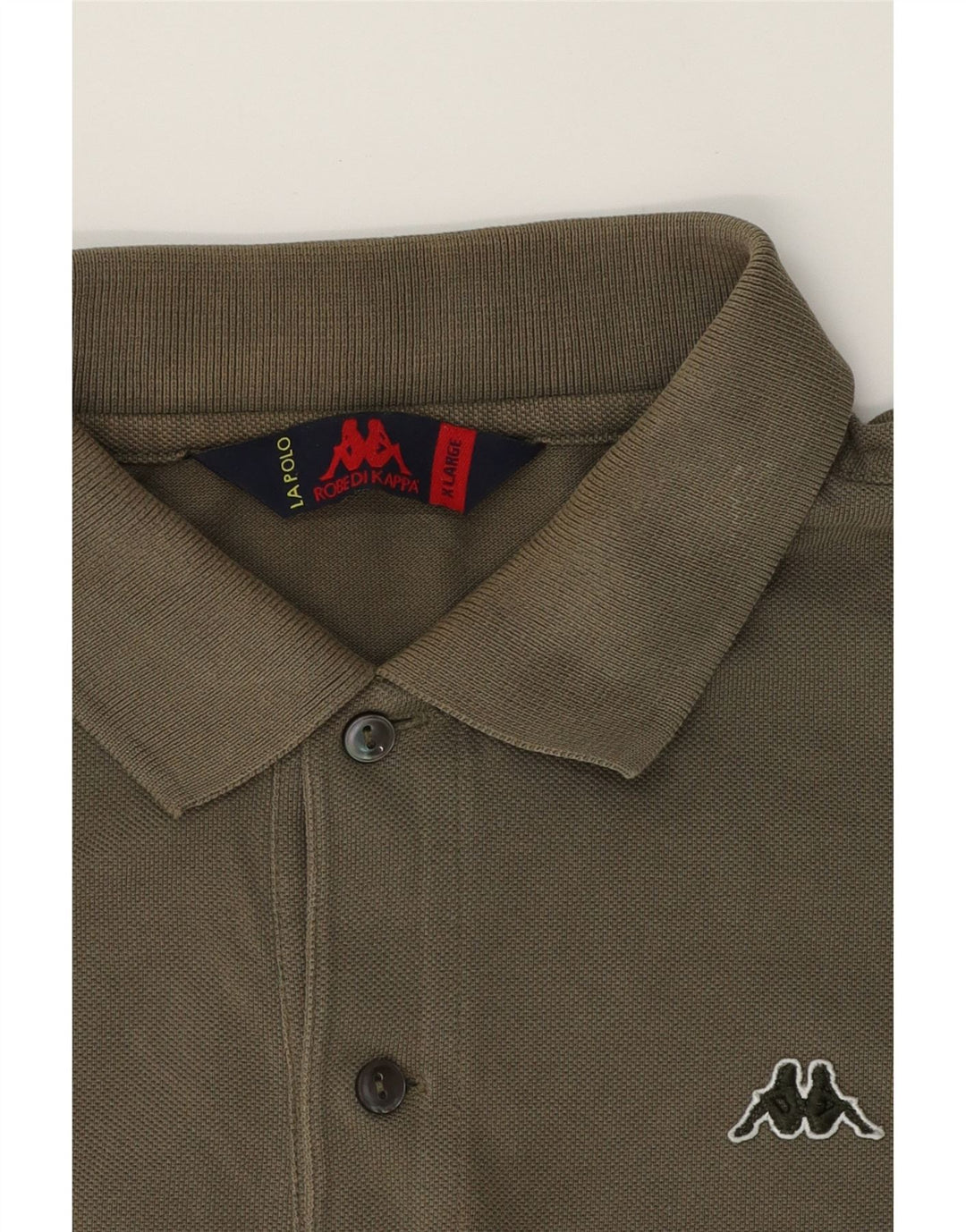 KAPPA Mens Long Sleeve Polo Shirt XL Khaki Cotton Vintage Kappa and Second-Hand Kappa from Messina Hembry 