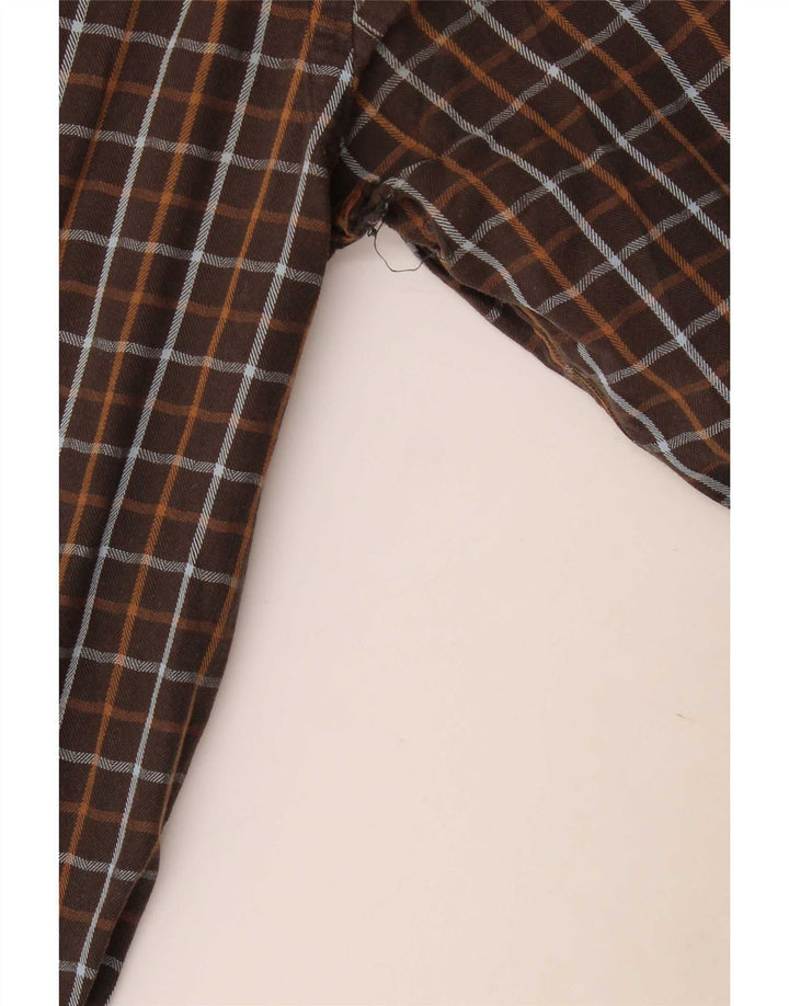 Camisa masculina de flanela Barbour grande algodão xadrez marrom
